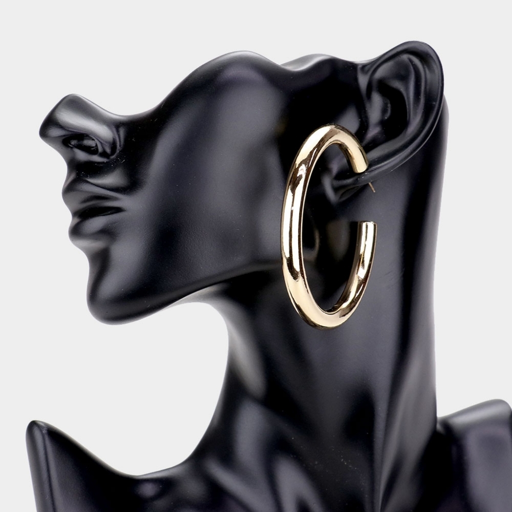 Gold Hoop Earrings 2.25" Chunky Cute Casual Simple Jewelry Fashion Accessories